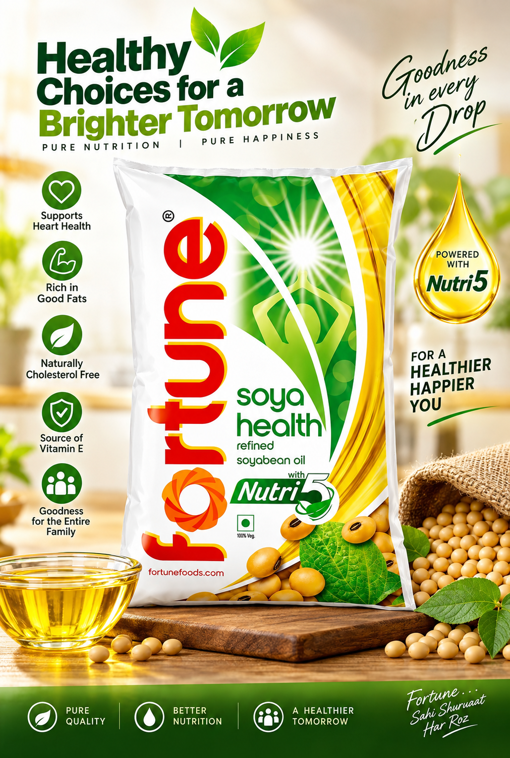 Fortune Soya Health Refined Soyabean Oil – Nutri5 | Healthy & Nutritious Cooking Oil
