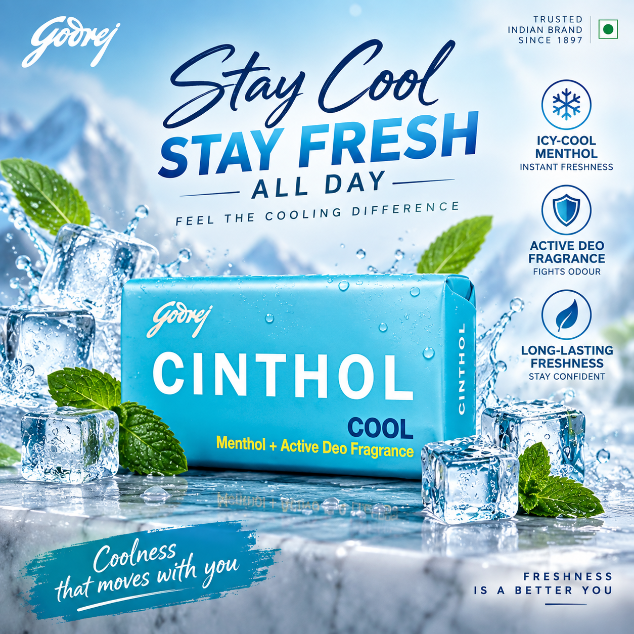 Godrej Cinthol Cool Soap – Icy Cool Menthol Freshness That Lasts All Day