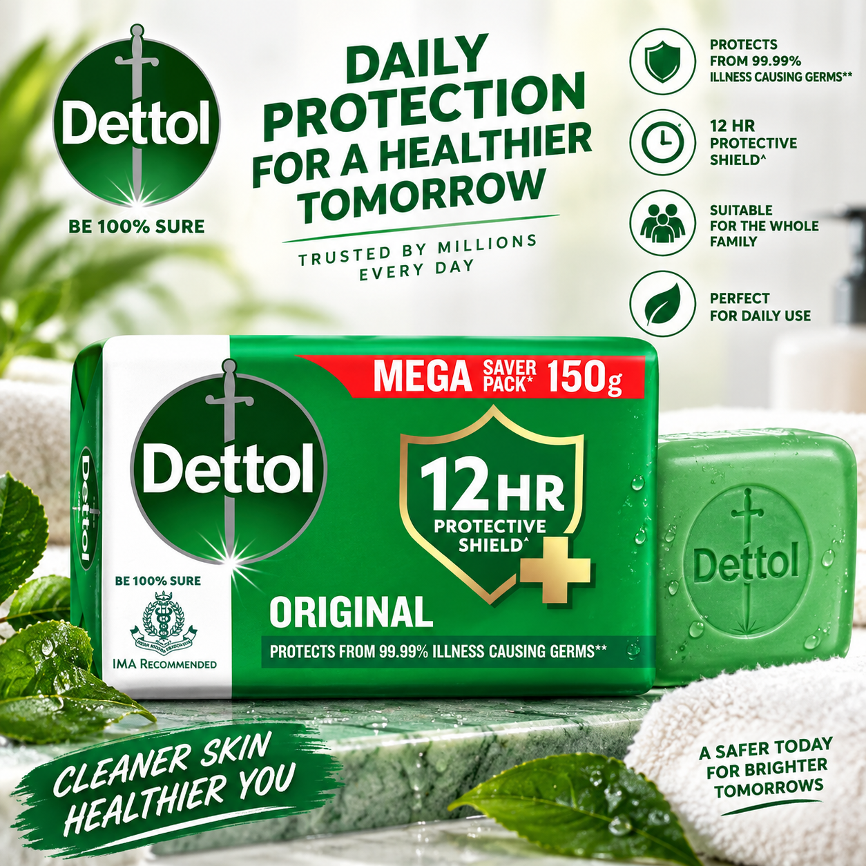 Dettol Original Soap – 12 Hour Protective Shield for Everyday Family Protection